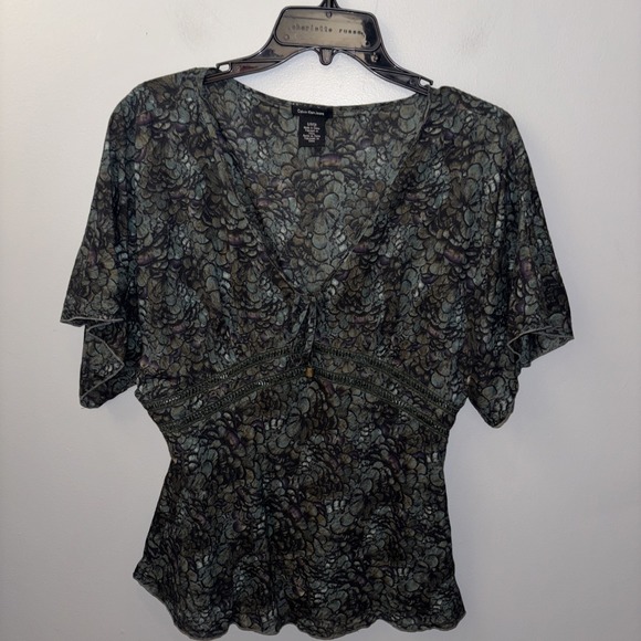 Calvin Klein Jeans Tops - Calvin Klein Jeans Green Top Women's Sz S Kimono Short Sleeve Blouse Babydoll